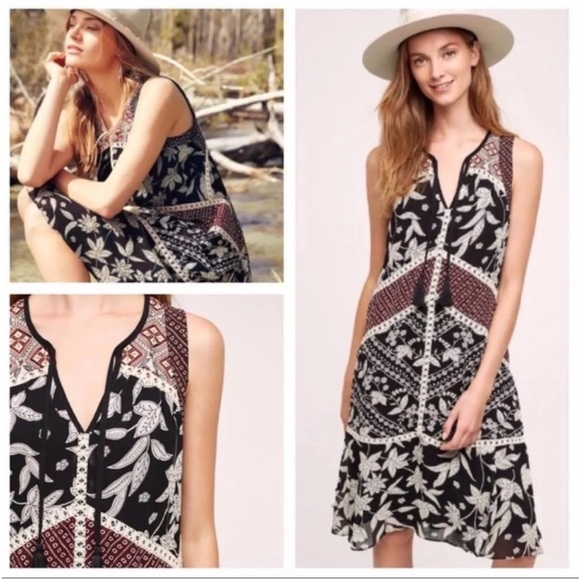 Anthropologie Floreat Grasslands Women Sleeveless Boho Floral Crochet Lace Dress - Picture 1 of 10